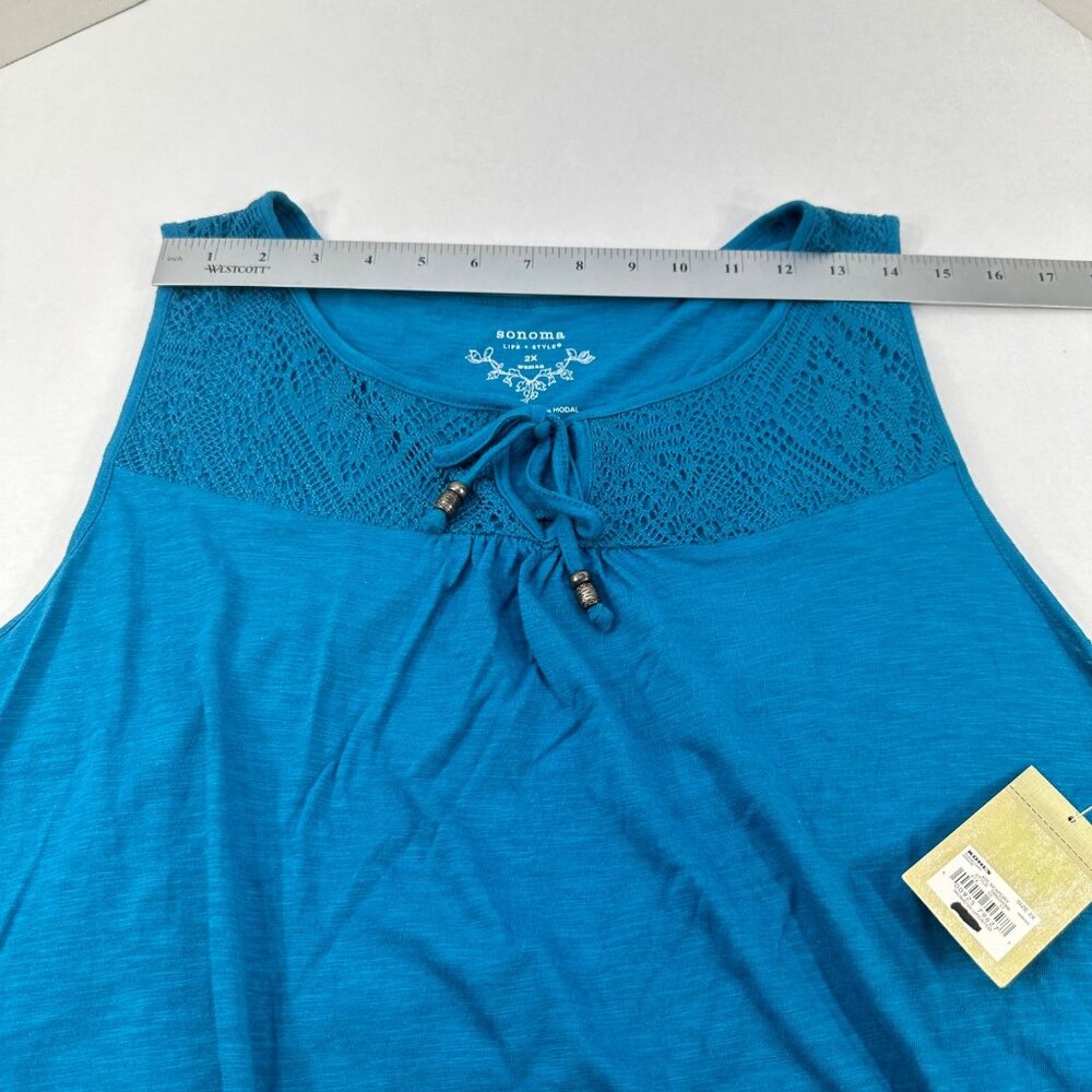 Sonoma Life + Style Women's Size 2X Top Tank Blue New With Tags - Picture 9 of 14